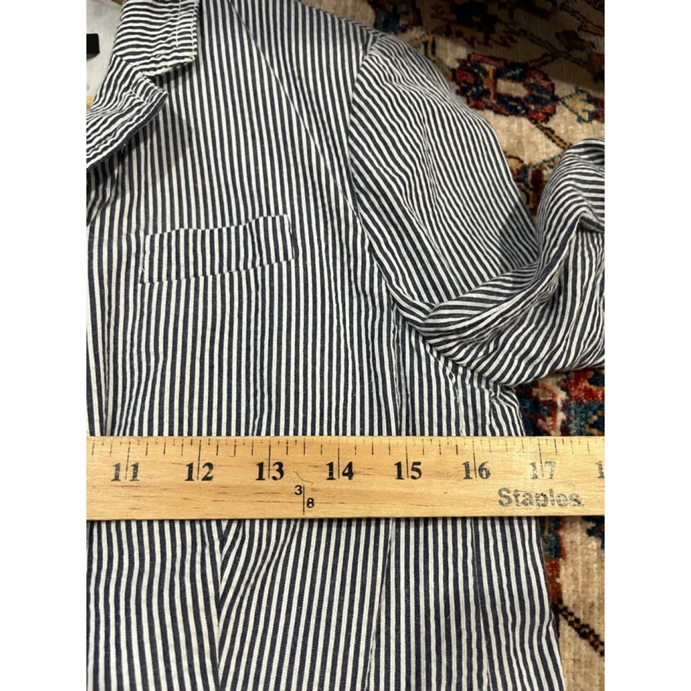Women’s J. Crew Navy/White Academia Workwear Pinstripe School Boy Blazer Size 4